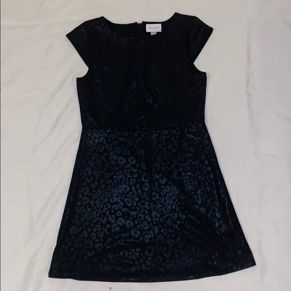 Girls Black Cheetah Print Skater Dress